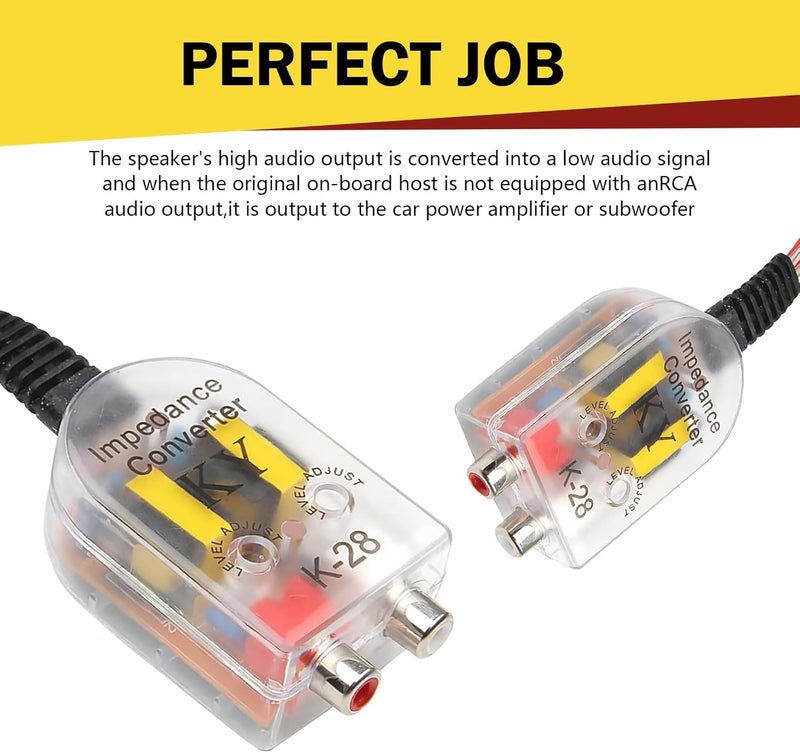 Anyhut محول خرج الخط 2 قطعة، محول RCA من مستوى عالٍ إلى منخفض، محول خرج صوت السيارة الشفاف، محول إشارة مكبر الصوت، ملائم عالميًا لتوصيل المكبر (شفاف) - Image 4